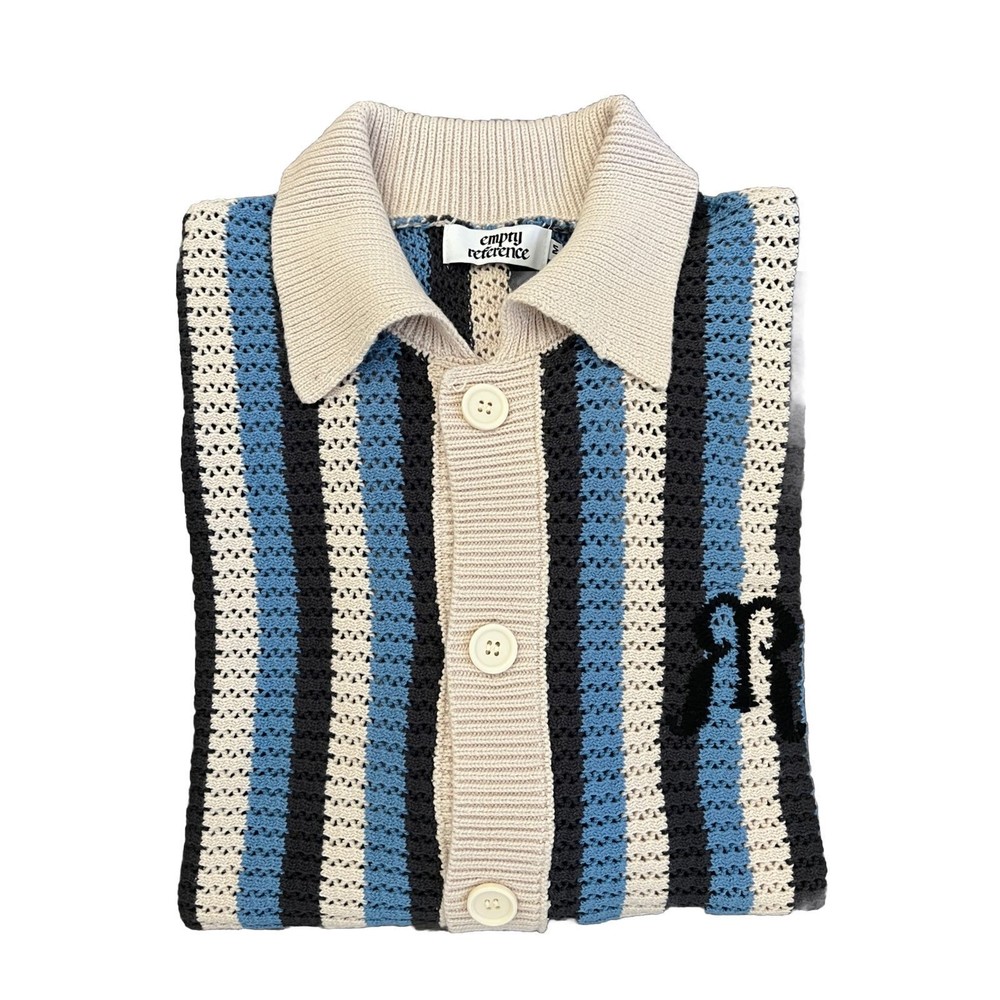 Empty Reference Unisex Knit Button Up Shirt Top Size Medium